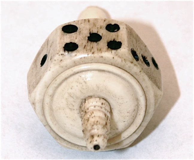 Busacca Gallery 18th Century Spinning Top Bone Dice Game Hand Carved