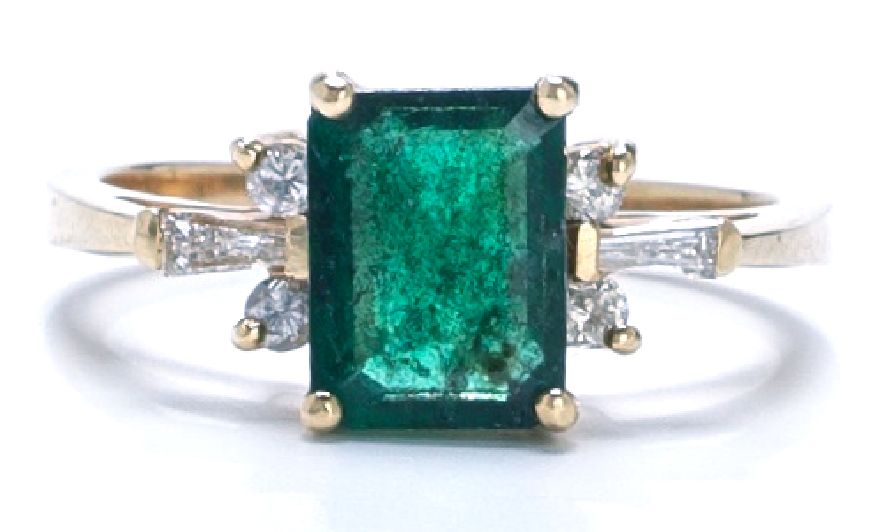 Busacca Gallery: Ladies' Green Emerald With Diamond Baguettes & Yellow ...