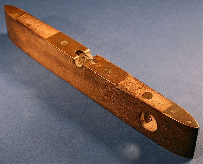 Busacca Gallery Antique Mahogany Wooden CanoeShaped Double Brass Level Tool